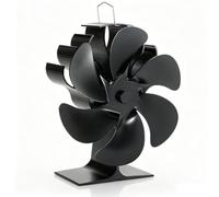 equlup Ventilador de estufa de calor de 6 aspas, ventilador térmico termoeléctrico silencioso de aleación de aluminio de 25 dB para estufa de pellets de chimenea de leña