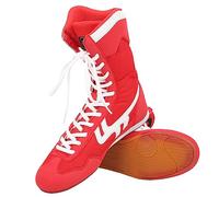 equlup Zapatos de Boxeo, Lucha Zapatos de Boxeo Piel de Imitación Antideslizante Imitación Tendón Suela Tobillo Entrenamiento Deportes Parte para Artes Marciales Taekwondo (Petirrojo)
