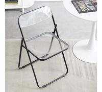 Eqvexd Silla de tocador Transparente,Sillas Plegables de plástico,Silla de acrílico,Acero Inoxidable de Moda,Silla de Escritorio Plegable(Black)