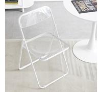 Eqvexd Silla de tocador Transparente,Sillas Plegables de plástico,Silla de acrílico,Acero Inoxidable de Moda,Silla de Escritorio Plegable(White)