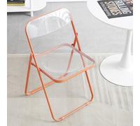 Eqvexd Silla de tocador Transparente,Sillas Plegables de plástico,Silla de acrílico,Acero Inoxidable de Moda,Silla de Escritorio Plegable(Orange)
