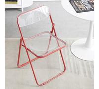 Eqvexd Silla de tocador Transparente,Sillas Plegables de plástico,Silla de acrílico,Acero Inoxidable de Moda,Silla de Escritorio Plegable(Red)