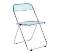 Eqvexd Silla Plegable Transparente Silla Brillante Silla Plegable de acrílico Silla Plegable de Acero y plástico Plegable y con Almacenamiento No Requiere instalación(Blue,1 Piece)