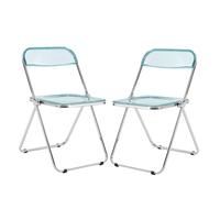 Eqvexd Silla Plegable Transparente Silla Brillante Silla Plegable de acrílico Silla Plegable de Acero y plástico Plegable y con Almacenamiento No Requiere instalación(Blue,2 Pieces)