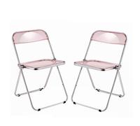 Eqvexd Silla Plegable Transparente Silla Brillante Silla Plegable de acrílico Silla Plegable de Acero y plástico Plegable y con Almacenamiento No Requiere instalación(Pink,2 Pieces)