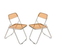 Eqvexd Silla Plegable Transparente Silla Brillante Silla Plegable de acrílico Silla Plegable de Acero y plástico Plegable y con Almacenamiento No Requiere instalación(Orange,2 Pieces)