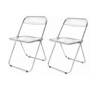 Eqvexd Sillas Plegables Transparentes,Silla De Respaldo Alto De Acrílico Transparente,Peso De Rodamiento 300 Libras,Asiento De Plástico For PC,Marco Cromado(2 Pieces)
