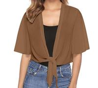 EQWIGKEIT Bolero Mujer Festivo Elegante Casual Verano Chaqueta Suave de Gasa Manga Corta Delgada Hombro Transparente Para Vestido de Noche Boda