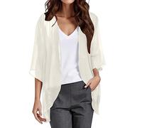 EQWIGKEIT Boleros para mujer elegantes de manga corta bolero de gasa fina cárdigan ligero festivo chaqueta de punto chaqueta de hombro suave verano chaqueta de verano chaquetilla vestido de noche boda