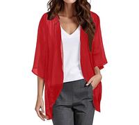 EQWIGKEIT Boleros para mujer elegantes de manga corta chaqueta bolero de gasa fina cárdigan ligero festivo chaqueta de punto chaqueta de hombro suave verano chaqueta de verano chaquetilla vestido de