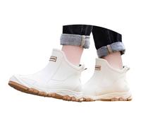 EQWIGKEIT Botas de goma cortas para hombre, de goma de color sólido, para exteriores, de jardín, de trabajo, antideslizantes, impermeables, A3 Beige, 46/EU