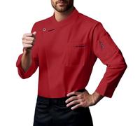 EQWIGKEIT Chaqueta de cocinero para hombre, manga larga, unisex, uniforme de cocina, ropa de cocina, negro/blanco, sin arrugas, camisa de cocinero, fácil de cuidar, cómoda, chaqueta de trabajo