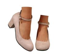 EQWIGKEIT Zapatos elegantes para mujer, zapatos tradicionales para mujer, tacón ancho, zapatos tiroleses, elegantes, con correas, zapatos de baile, festivales, zapatos de tacón vintage