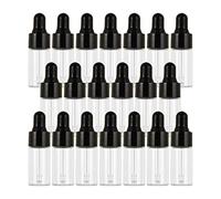 EQWQSIXD 20 botellas de vidrio vacías con cuentagotas para perfumes, aceites líquidos, color negro, 3 ml