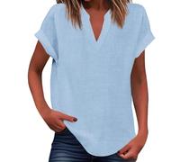 er Body de verano para mujer, corte holgado, plisado, cuello en V, sin mangas, dobladillo curvado, camiseta fluida con mariposa, para mujer, azul, 5XL