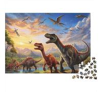 Era de Dinosaurios Puzzle de 1000 Piezas Puzzle para Adultos Cartón Paisaje Prehistórico Juego de Puzzle 1000 Piezas Relajación Decoración 70x50cm/1000pcs