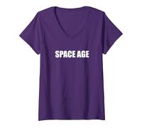 Era Espacial Camiseta Cuello V, Mujer, Morado, M