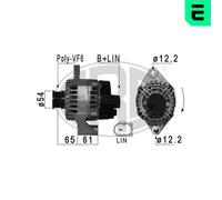 ERA Generador 120A 14V para Fiat 500X 1.6D Multijet 2.0