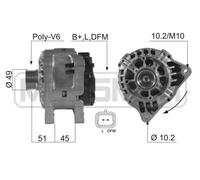 ERA Generador 90A 14V para Citroën Berlingo Caja 1.4i 1.9 D 70