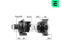 ERA Generador 90A 14V para Ford Ka 1.2 1.3 TDCI 1.4 210451A