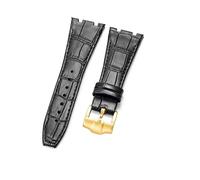 ERAKAFZTTK Compatible con Audemars Piguet 15400. Compatible con la serie Royal Oak. Correa de piel de becerro for reloj. Pulsera de piel for hombre. Interfaz cóncava de 26 mm.(Black Black-GD-K13)