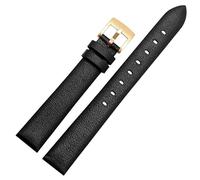 ERAKAFZTTK Compatible Fit For la correa Swarovski 5158972 de piel de becerro for reloj de mujer. Correa de reloj de cuero genuino de 12, 14, 16 y 18 mm.(Black-Golden-K12,12mm)