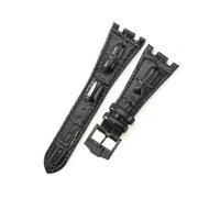 ERAKAFZTTK Correa de piel de becerro compatible Fit For las series AP Royal Oak 15710, 15703, 15706, 26470, 26471 y 26474. Correa de piel de 28 mm for hombre.(Black-black-K13)