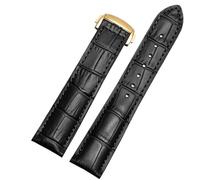ERAKAFZTTK Correa de reloj compatible Fit For Omega Speedmaster Butterfly Flying Strap Rado Diamond Master Crystal Gem Series Correa de reloj negra de 20 mm(Black-gold,18mm)