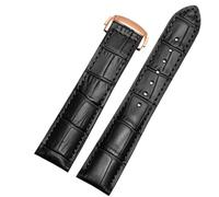 ERAKAFZTTK Correa de reloj compatible Fit For Omega Speedmaster Butterfly Flying Strap Rado Diamond Master Crystal Gem Series Correa de reloj negra de 20 mm(Black-rose gold,18mm)