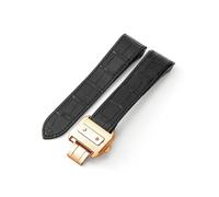 ERAKAFZTTK Correa de reloj de cuero compatible Fit For Cartier Sandoz Santos 100, resistente al agua y al sudor, for hombre y mujer, de 20 mm y 23 mm.(Black-Rose-Z8,24.5mm)