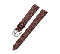 ERAKAFZTTK Correa de reloj de cuero compatible Fit For Movanta Museum 060680, Fit For estampado de lagarto, for hombre y mujer, 15, 21 mm, correa de reloj de cuero de vaca.(Brown-steel,14mm)
