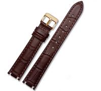 ERAKAFZTTK Correa de Reloj de Cuero Genuino Apta for Ernest Borel Doble cóncavo Interfaceqbs LS Lg1856 Accesorios de Correa de Reloj for Mujer 16mm(Brown-Gold)