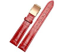 ERAKAFZTTK Correa de reloj de cuero genuino compatible Fit For Casio Sheen Series She-50a0/5018 5012 5023, correa de reloj for mujer Fit For hebilla plegable de 16 mm.(Red-rose gold,16mm)