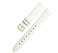 ERAKAFZTTK Correa de reloj de piel auténtica for mujer, compatible Fit For Flyta Clover Flower Language One, Jonas & Verus, primera capa de piel de vaca, 12 mm, 14 mm y 16 mm.(White-Golden,18mm)