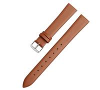 ERAKAFZTTK Correa de reloj de piel auténtica for mujer, compatible Fit For Flyta Clover Flower Language One, Jonas & Verus, primera capa de piel de vaca, 12 mm, 14 mm y 16 mm.(Light brown-Steel,18mm)