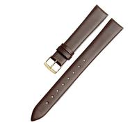 ERAKAFZTTK Correa de reloj de piel auténtica for mujer, compatible Fit For Flyta Clover Flower Language One, Jonas & Verus, primera capa de piel de vaca, 12 mm, 14 mm y 16 mm.(Brown-Golden,20mm)