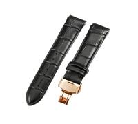 ERAKAFZTTK Correa de reloj de piel de vacuno for hombre, compatible Fit For Tissot 1853 Couturier Arc Interface, cierre de mariposa T035407 T035410 T035617 627(Black-Rose-B1,22mm)