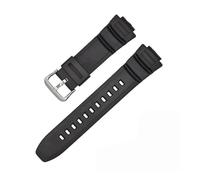 ERAKAFZTTK Correa de reloj Fit For interfaz convexa de goma resistente al agua, compatible Fit For la serie Casio 5434 MCW-100H W-S220, Fit For hebilla de aguja de acero inoxidable.(Black-Steel-K5)