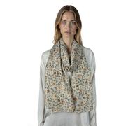 ERAKLE Bufanda de mujer ligera de seda y algodón, suave y transpirable, diseño floral, ideal como pañuelo o estola para cuatro estaciones, beige, rosa, marrón, azul, verde, Arena-f, Talla única