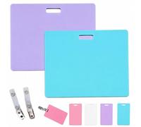 Erasable Badge Note, Mini Erasable Whiteboard for Id Badge, Reusable Silicone Badge Notepad, Whiteboard Clipboard with Clip Smooth Writing No Residue for Nurses Doctors (B Purple + Blue)