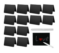 Erasable Black Blackboard Table Cards - Mini Chalkboard Signs | 12pcs Buffet Labels Table Signs with 1pc Chalk Marker | Black Chalkboard for Display Name, Business, Postre