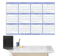 Erasable Calendar 2025 - Wet And Dry Large Erasable Calendar 36 x 24 pulgadas | Erase Yearly Planner | Double Sided Wall Decoration Wall Sticker For Business Cards