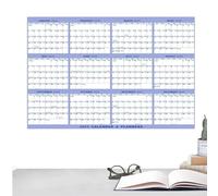 Erasable Calendar, Adorable Annual Yearly Planner, Double Sided Wall Decoration Wall Sticker for Business Cards, 2025 Wet and Dry Erase Anual Yearly Planner with Marker, 36x24inch