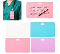 Erasable Silicone Badge Note, Ballpoint Pen Write & Alcohol Wipeable Notepad, Lightweight ID Card Badge Reel Notepad for Nurses Doctors, Dual-Side Writable,Fade-Proof & No Blur