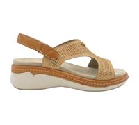 erase - 300-06 Sandalia de Cuña Mujer en Piel Suave, Plantilla Extraíble, Cierre con Cinta Adhesiva, Ligera y Cómoda, Piso Bicolor Cosido - Primavera Verano 2026 Mujer Color: Beige Talla: 39