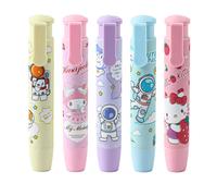 Erase de lpiz retrctil de 5 piezas Kawaii Eraser Lindo borrador de borrador Fun estudiante que escribe suministros de regreso a la escuela adecuado