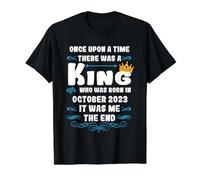 Érase una Vez un Rey. Octubre 2023 Cumpleaños Camiseta gráfica económica, Hombre, Negro, XL