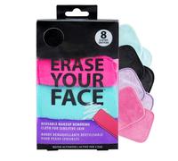 ERASE YOUR FACE Erase Your Face Make Up Removing Cloths, black, blue, pink, purple (8 count)