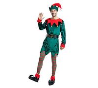 EraSpooky Disfraz de Duende Navideño de Hombre Disfraz Sombrero Calcetín Cubierta de Zapato Cinturón Traje de Fiesta Divertido para Adulto