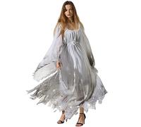 EraSpooky Disfraz de fantasma de gasa para mujer disfraz de Halloween gótico victoriano blanco para adulto XL
